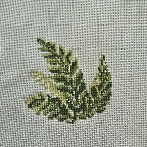 New Green Tropical Floral Leaf Completed Finished Cross Stitch Work Pattern